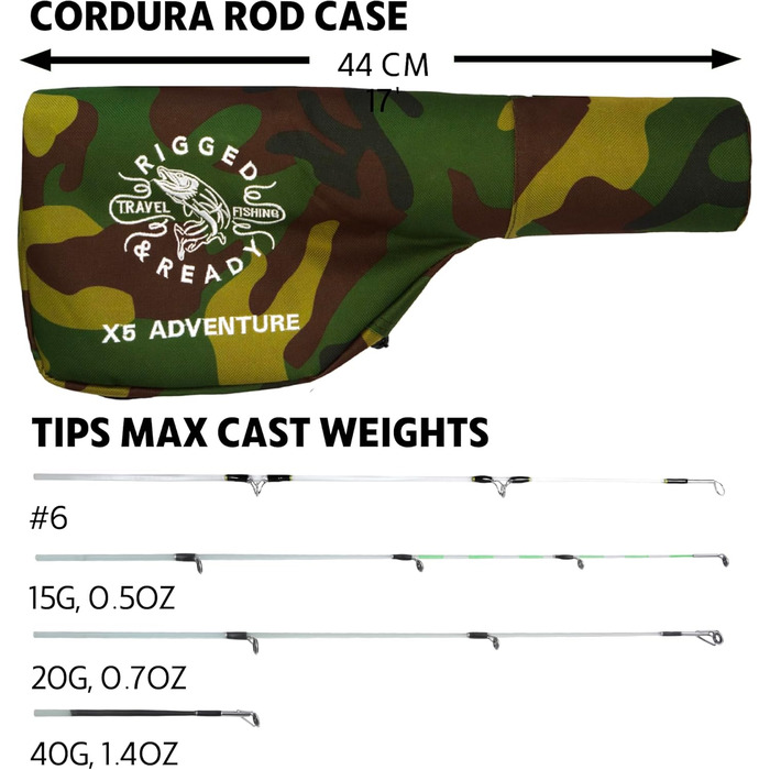 Вудки для подорожей серії X5, готові до використання, спінінг-флай - комбінація вудки X5 та 2 котушок, вудка X5, X5 Max Super Compact, багатофункціональні вудки, 4 наконечники, 5 технік лову, 1 вудка. Комбінація X5