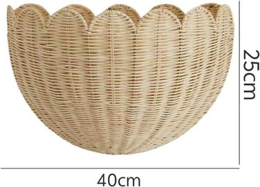 Плетений настінний кошик з ротанга, підвісний кошик у стилі бохо, кошик для квітів, кошик для зберігання, декоративний кошик для вітальні, кухні, дитячої кімнати, ванної кімнати, спальні, коридору (великий x 2)