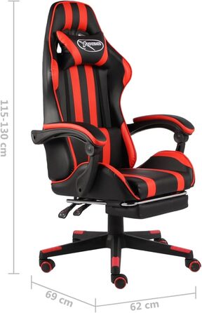 Геймерське крісло з підставкою для ніг, чорно-червона штучна шкіра, модель 20527