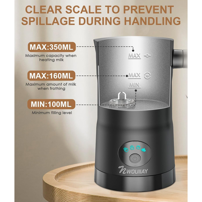 Вт піноутворювач для молока електричний 4 в 1 Автоматичний піноутворювач для підігріву молока з антипригарним покриттям Автоматичн