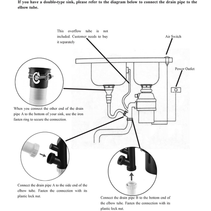 Електричний подрібнювач кухонних відходів OUKANING 1.4 л - Подрібнювач відходів для мийки 560 Вт Подрібнювач кухонних відходів Система утилізації харчових відходів