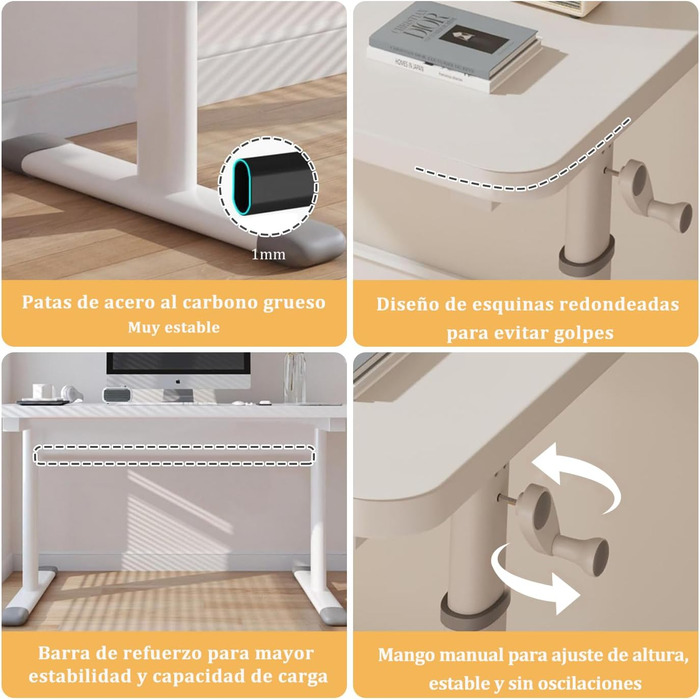 Стіл з регульованою висотою, стіл для роботи стоячи, меблі для навчання, 80 x 45 см, маленький стіл для дітей, стіл з регульованою висотою, білий, 80 x 45 x (63 - 90 см)