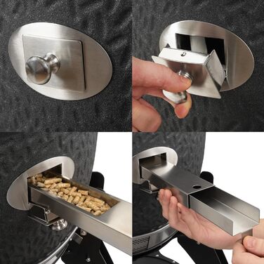 Вугільний гриль 'Yoru Ø 56 см з бічними поличками, термометром матовий чорний бульбашкова глазур керамічний гриль на колесах, кера