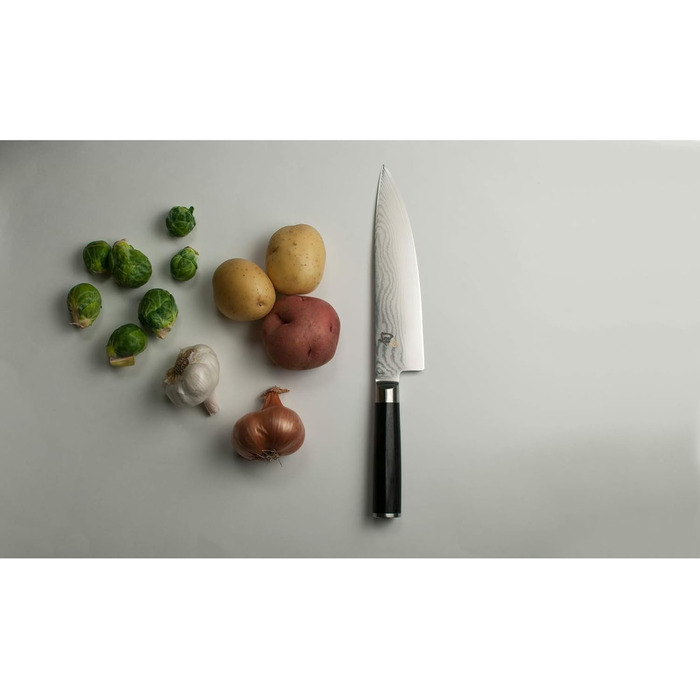 Довжина леза - Дамаський ніж 32 шари VG MAX серцевина - 61 (1) HRC - Рукоятка з дерева паккавуд - Зроблено в Японії - Кухонний ніж