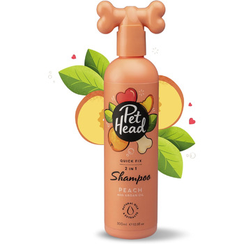 Шампунь та кондиціонер Pet Head Quick Fix для собак Аромат персика Доглядає за шерстю вашого собаки та заспокоює її pH-нейтральний Веганський продукт та продукт без жорстокості Ніжна формула для цуценят 300 мл