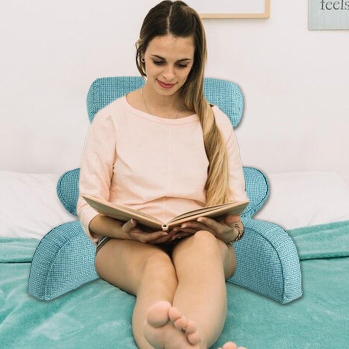 Подушка для читання для ліжка велика подушка з підлокітниками Подушка для ліжка, підтримка спини, підтримка ліжка довга подушка для голови, підтримка спини, підтримка спини сидіння, підтримуюча подушка, синя