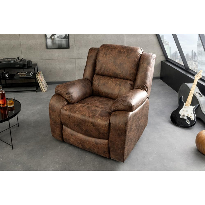 Зручне кінокрісло Riess Ambiente Hollywood Cinema - Антично-коричневий - Розкладне крісло зі штучної шкіри з регульованою спинкою, коричнева штучна шкіра