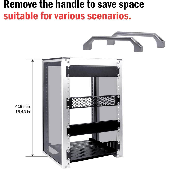 Дюймова серверна стійка, міні-стійка глибиною 200 мм з полицею та заглушкою, для NAS, AV та мережевого обладнання (сріблястий), 1, 8U 10-