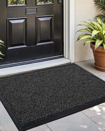 Килимок для вулиці COLOR&GEOMETRY брудозахисний килимок для використання всередині та зовні приміщень, стійкий до атмосферних впливів, міцний, миється ефективний брудозахисний килимок для вхідних дверей, входу, патіо, саду, темно-сірий 691 см (прямокутний