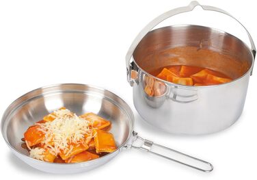 Чайник Tatonka для кемпінгу - каструля та сковорідка з нержавіючої сталі - з підвісною ручкою - підходить для використання на вогні, срібний, 2,5 літра, одинарний