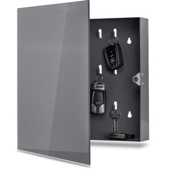 Скринька для ключів Bonsport зі скляною магнітною дошкою - дошка для пам&39яток, включаючи 6 магнітів - ідеально підходить для коридору, вхідної зони, офісу - 33x33x6,8 см - антрацит
