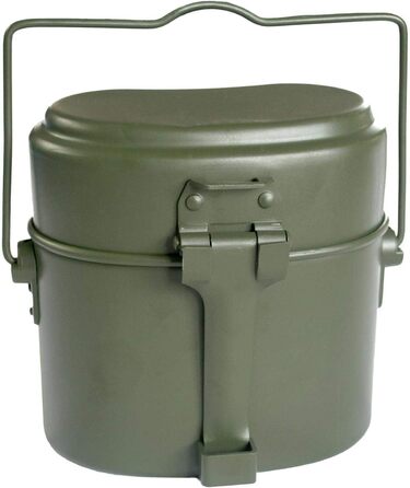 Набір столових приборів Збройних сил Німеччини, включаючи столові прибори та алюмінієвий посуд, оливково-зелений, 2 предмети, універсальний розмір