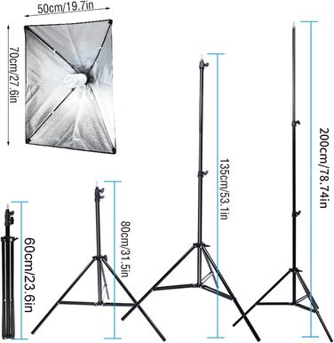 Софтбокс Комплект Фотосвітлова Система Освітлення, Софтбокс Освітлювальний Набір Фотообладнання Портативна фонова система Фонове світло Штатив Лампа для фотографії Штатив Сумка для перенесення Комплект Фотостудія Набір для відеозйомки p