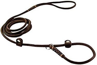 Шкіряний повідок для маленьких та середніх собак, цуценят, легкий, тонкий, але міцний, регульований, м'який та елегантний, довжина 160 см, ширина 0,6 см (коричневий)