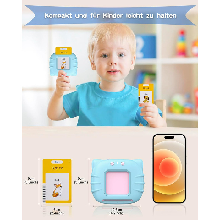 Говорячі флеш-картки, стандартна німецька мова - 255 аркушів, 510 слів, розмовні флеш-картки, розвиваючі іграшки для малюків 2-4 р