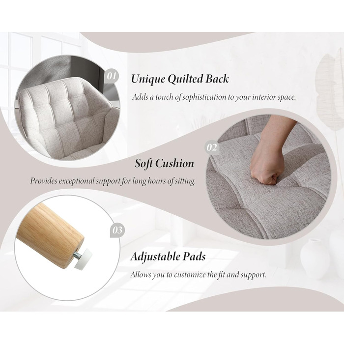 Акцентне крісло, м&39яке крісло для читання з лляними дерев&39яними ніжками, крісло для читання, одномісний диван, крісло під телевізор для вітальні, спальні, бежевий 1 бежевий