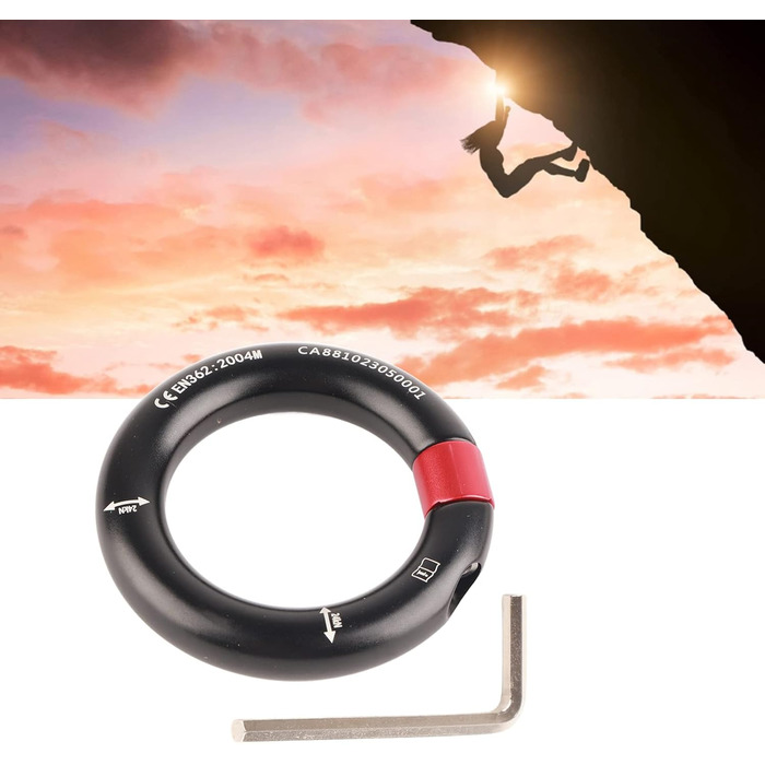 Кільце для спуску на мотузці HERCHR, алюмінієвий сплав 24 кН, отвір, знімний з&39єднувач для скелелазіння, точка з&39єднання запобіжного кільця ущільнювача для скелелазіння, гамак Tree Surgeon, чорний