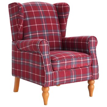 Крісло з відкидною спинкою, вінтажне крісло з дерев&39яними ніжками, м&39яке крісло-реклайнер, крісло для вітальні, спальні, лляне (червоне)