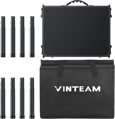 Складаний кемпінговий стіл VINTEAM 87x40 см 3 складні, регульована висота в 3 напрямках, алюмінієвий складаний стіл, балконний стіл, бічний столик, садовий стіл, легкий та портативний, ідеально підходить для кемпінгу, барбекю, пікніка та саду, МДФ