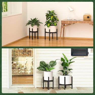 Регульована металева підставка для рослин ZMTECH, чорна, 20-35 см, сучасна підставка для квіткових горщиків, підставка для квітів середини століття для рослин у горщиках, для використання в приміщенні та на вулиці, для кутів кімнат, балконів, терас, внутр