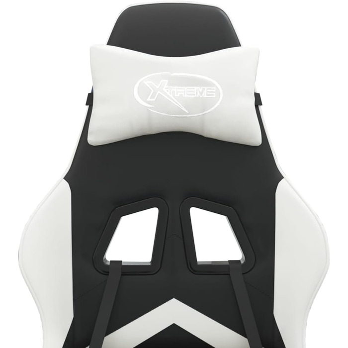 Зручне ігрове крісло з функцією масажу, штучна шкіра чорний/білий, 57,5 x 59,5 см - Для геймерів та офісної роботи Ігрове крісло Модель 349596
