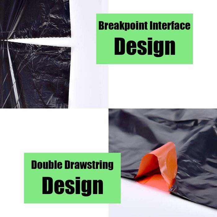 Мішки для сміття об&39ємом 60 л, 200 шт. , зі шнурком, надзвичайно міцні, з ручкою, стійкі до розривів та протікання, чорні, 64 x 71 см, 10 рулонів (200 мішків)