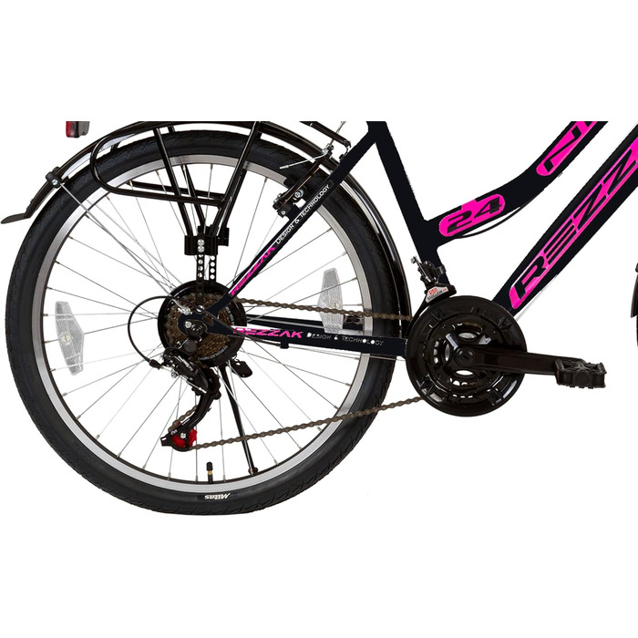 Дюймовий міський велосипед для дівчаток, дитячий велосипед, 21 передача, чорний та рожевий, 24-