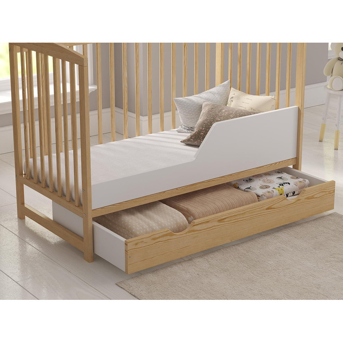 Дитяче ліжечко/спальне місце Love For Sleep 120x60 см з пінопластовим матрацом, дитяче ліжко Jacob з сосни, дерев&39яне дитяче ліжко - Дитяче ліжко, трансформоване ліжечко/дитяче ліжко