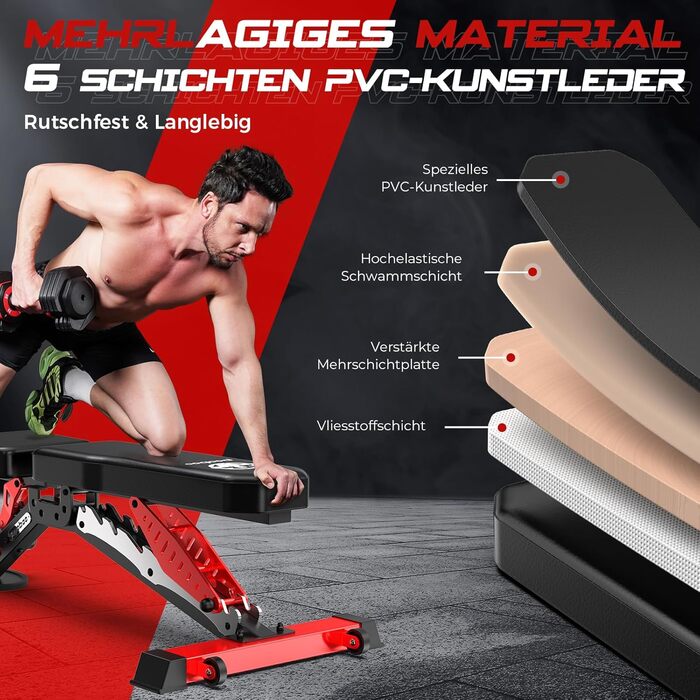 Лава для силових тренувань Pooboo, регульована лава для домашніх тренувань, вантажопідйомність 1500 фунтів, міцна лава для силових тренувань, положення горизонтальне/похиле/опущення для тренування всього тіла