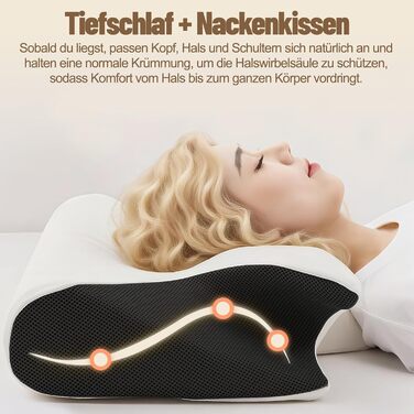 Подушка Curosleep, ергономічна ортопедична подушка з контурною підтримкою для боків, спини та живота, ергономічна подушка з пінопластовою амортизацією для полегшення болю в шиї та шиї (чорна)