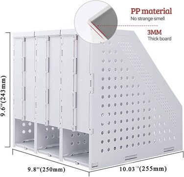 Розбірний тримач для журналів, настільна папка, органайзер, папка для документів, паперова книга, роздільник документів, регульований, для столу, книжкової полиці, шафи, стелажів (Світло-сірий, 3 відділення Світло-сірий 3 відділення