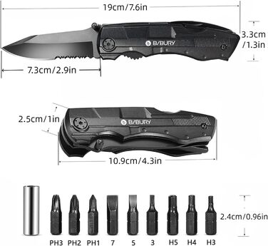 Подарунки для чоловіків, багатофункціональний ніж BIBURY 5 в 1, різдвяні подарунки Складаний кишеньковий мультитул, багатофункціон
