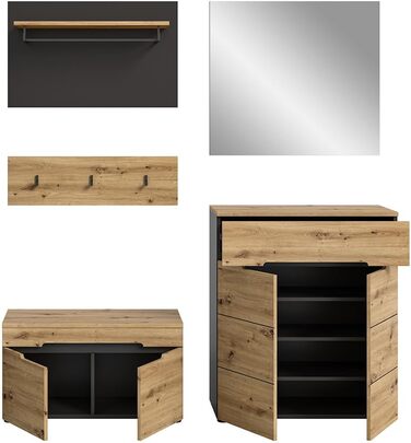 Вішалка для верхнього одягу Lomadox набір з 4-х частин вішалка для верхнього одягу з тумбою для взуття лавка для верхнього одягу в