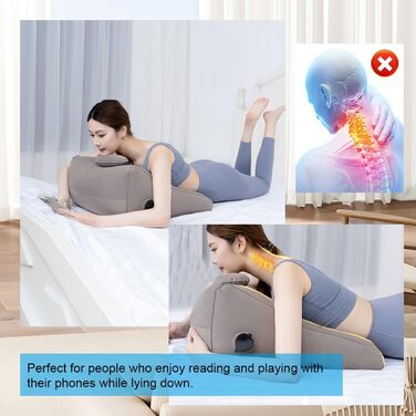 Надувна подушка для голови, подушка для відпочинку, стискальна подушка для читання з надувним мішком, клиноподібна подушка для читання, сну, фізичних вправ, підтримка підборіддя та шиї