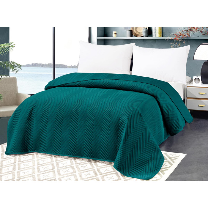 Покривало/плед FEBE, темно-зелений, 200x220 см, оксамитовий плед, пухнаста мікрофібра, плед для дивана, декор кімнати, 200 x 220 см, темно-зелений