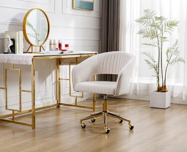 Регульоване офісне крісло Chairus з шенілу для домашнього використання, обертове комп&39ютерне крісло, сучасне туалетне крісло, письмове крісло з відкритою спинкою (бежевий)