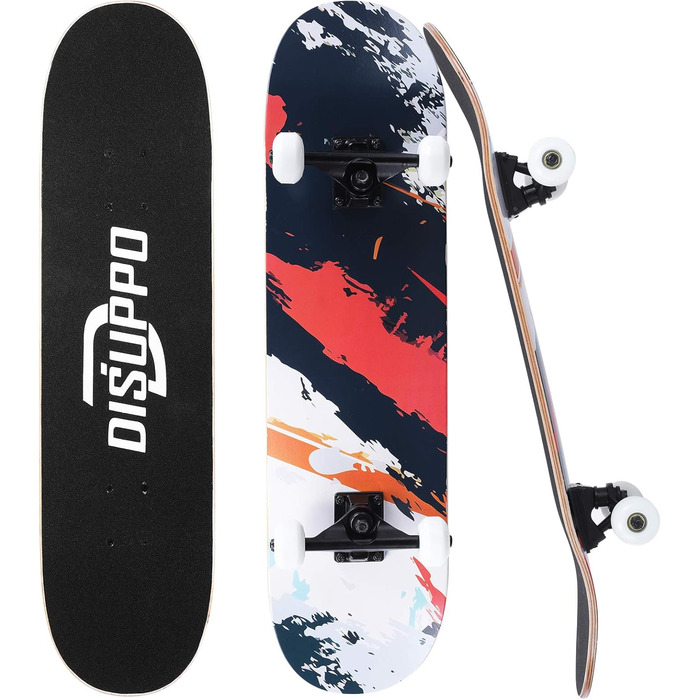 Скейтборд DISUPPO 79 x 21 см для дорослих, дівчат, хлопців, підлітків, початківців, 7 шарів A-Level Maple Double Kick Concave Stan