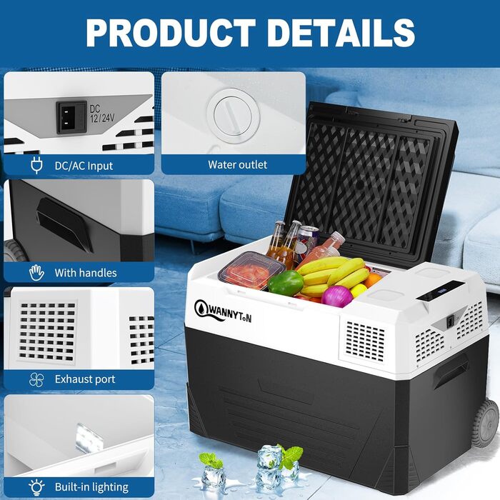 Електричний компресорний холодильник, автомобільний холодильник 58 літрів, 12/24/100-240 В, міні-холодильник для автомобіля, ванта
