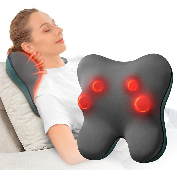 Масажер для спини з нагріванням, шиацу 3D Kneading Neck Massager, мязовий біль, дротова масажна подушка для шиї, спини, ніг, подарунки для чоловіків і жінок