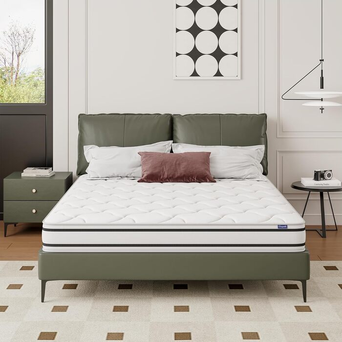 Матрац Vesgantti H4, висота 20 см, ортопедичний, 7-зонний, пружинний блок кишенькової форми, сертифікований Oeko-Tex, середньої жорсткості, пружинний блок кишенькової форми, матрац з холодної піни H4, щільний верх 20 см, 140 x 200 см