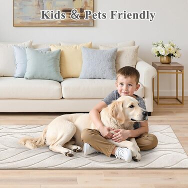 Килимова доріжка SHACOS довга 80x300 см, нековзка, бежева, можна прати, довгий килим з коротким ворсом для кухні, передпокою, вітальні, спальні, 80 x 300 см (прямокутна), бежевий лист