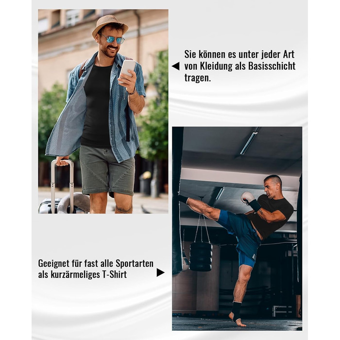 Компресійна футболка Niksa, чоловіча, дихаюча функціональна спортивна футболка з коротким рукавом, швидковисихаюча, розмір M, чорнабіла (2 шт.)