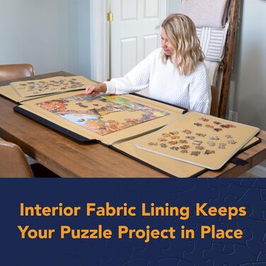 Портативна дошка для пазлів із кришкою та знімними панелями для організації, зберігання та транспортування, розміри 61 x 80 см, 15