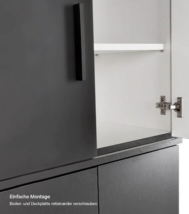 Верхня частина шафи mokebo The Tower, багатофункціональна верхня частина шафи, чорна, для додаткового місця для зберігання та висоти, можна комбінувати з нашими багатофункціональними шафами, антрацитово-чорна, 60 см