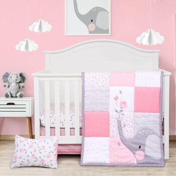 Комплект постільної білизни в дитяче ліжечко JISEN з 4-х предметів для дівчаток і хлопчиків, м'який дитячий комплект постільної бі