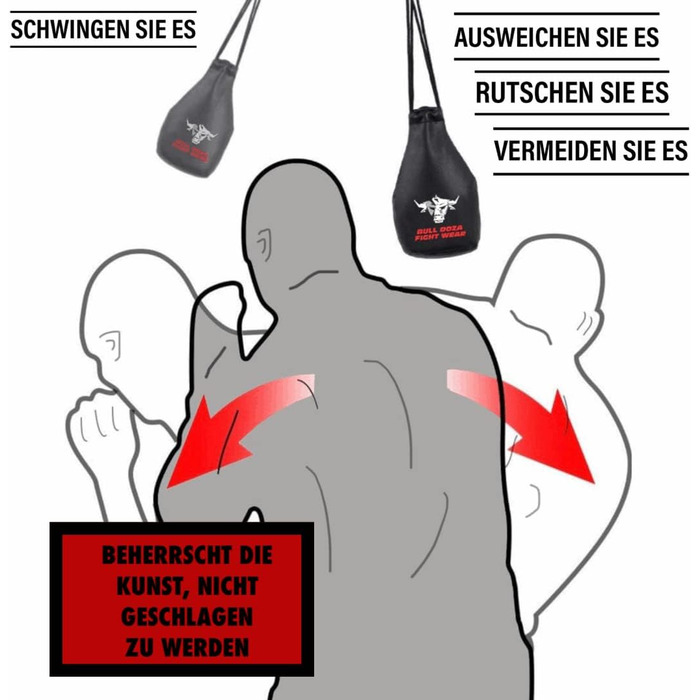 Реакційний мішок для ухилення - Ширина кулака - 1 кг у наповненому стані - 2-метрова мотузка для підвішування в комплекті - Боксер