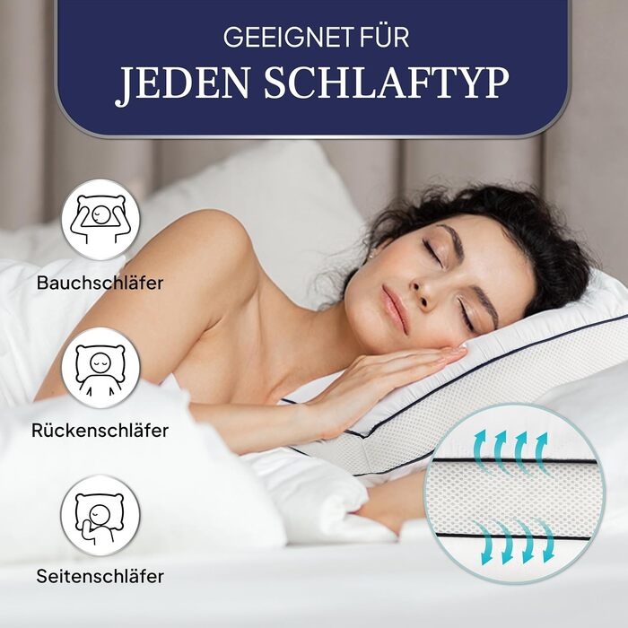 Високоякісні подушки Gentle North 40x80 см готельної якості - Комплект із 2 пухнастих, добре наповнених подушок для сну, підходять для алергіків (сертифіковані за стандартом Oeko-Tex Standard 100) - Можна прати при 60C 2 рази 40x80