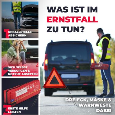 Автомобільна аптечка з попереджувальним трикутником та захисним жилетом до 2029 року відповідає вимогам ЄС згідно з DIN 131642022