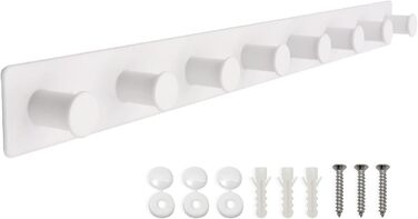 Гачок рейка з нержавіючої сталі гачки для одягу настінні настінні гачки шурупи, вішалка для одягу з 8 гачками (біла, 8 гачків) біл