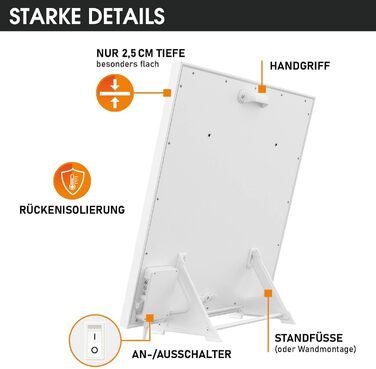 Інфрачервоний обігрівач BRAST 300-1100 Вт Зроблено в Європі У комплекті настінне кріплення, система підставок та ручка Висока ефективність Гнучке використання Ультраплоский дизайн IP 450 450 Вт